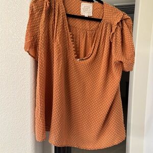 Johnny Was Jade Burnt Orange Textured Boho Top Small